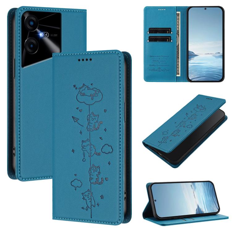 Cute Cats Embossed Magnetic RFID Vegan Leather Phone Case, For Tecno Camon 30 Premier, For Tecno Camon 30 5G / 4G, For Tecno Spark 20 Pro+ 4G, For Tecno Spark 20 Pro / Infinix Hot 40 4G, For Tecno Spark Go 2024 / 20 4G, For Tecno Pova 5 Pro 5G         ...