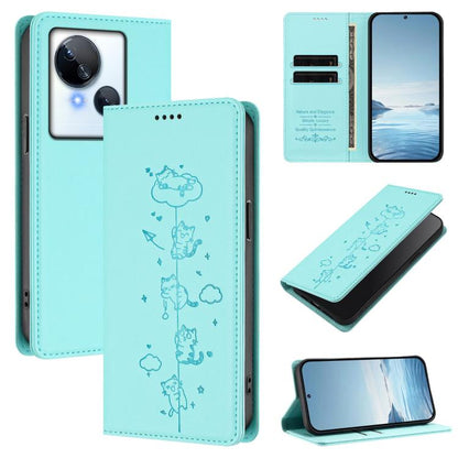 Cute Cats Embossed Magnetic RFID Vegan Leather Phone Case, For Tecno Camon 20 Pro 5G, For Tecno Camon 20 / 20 Pro 4G, For Tecno Spark Go 2023 / Pop 7, For Tecno Spark 10 5G, For Tecno Spark 10C / 10 4G, For Tecno Spark 10 Pro 4G