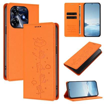 Cute Cats Embossed Magnetic RFID Vegan Leather Phone Case, For Tecno Camon 20 Pro 5G, For Tecno Camon 20 / 20 Pro 4G, For Tecno Spark Go 2023 / Pop 7, For Tecno Spark 10 5G, For Tecno Spark 10C / 10 4G, For Tecno Spark 10 Pro 4G