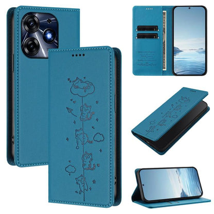 Cute Cats Embossed Magnetic RFID Vegan Leather Phone Case, For Tecno Camon 20 Pro 5G, For Tecno Camon 20 / 20 Pro 4G, For Tecno Spark Go 2023 / Pop 7, For Tecno Spark 10 5G, For Tecno Spark 10C / 10 4G, For Tecno Spark 10 Pro 4G