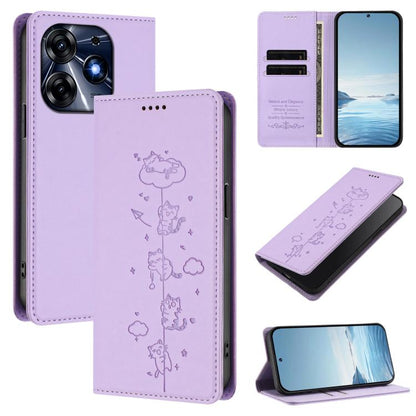 Cute Cats Embossed Magnetic RFID Vegan Leather Phone Case, For Tecno Camon 20 Pro 5G, For Tecno Camon 20 / 20 Pro 4G, For Tecno Spark Go 2023 / Pop 7, For Tecno Spark 10 5G, For Tecno Spark 10C / 10 4G, For Tecno Spark 10 Pro 4G