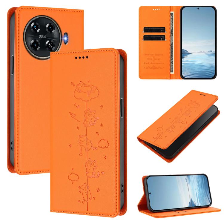 Cute Cats Embossed Magnetic RFID Vegan Leather Phone Case, For Tecno Camon 30 Premier, For Tecno Camon 30 5G / 4G, For Tecno Spark 20 Pro+ 4G, For Tecno Spark 20 Pro / Infinix Hot 40 4G, For Tecno Spark Go 2024 / 20 4G, For Tecno Pova 5 Pro 5G         ...