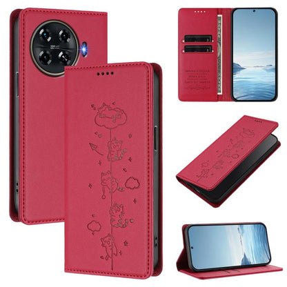 Cute Cats Embossed Magnetic RFID Vegan Leather Phone Case, For Tecno Camon 30 Premier, For Tecno Camon 30 5G / 4G, For Tecno Spark 20 Pro+ 4G, For Tecno Spark 20 Pro / Infinix Hot 40 4G, For Tecno Spark Go 2024 / 20 4G, For Tecno Pova 5 Pro 5G         ...