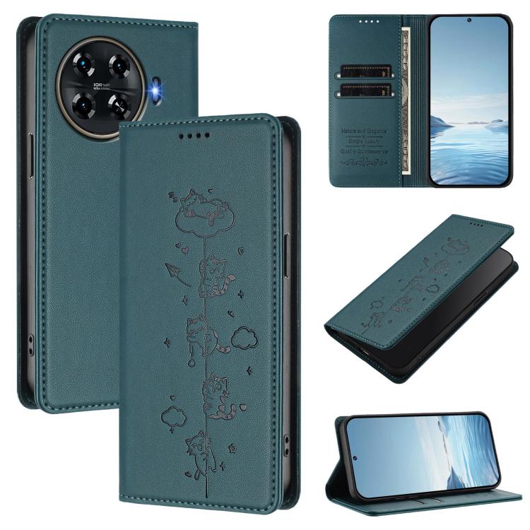 Cute Cats Embossed Magnetic RFID Vegan Leather Phone Case, For Tecno Camon 30 Premier, For Tecno Camon 30 5G / 4G, For Tecno Spark 20 Pro+ 4G, For Tecno Spark 20 Pro / Infinix Hot 40 4G, For Tecno Spark Go 2024 / 20 4G, For Tecno Pova 5 Pro 5G         ...