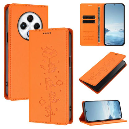 Cute Cats Embossed Magnetic RFID Vegan Leather Phone Case, For Tecno Spark 30 Pro 4G, For Tecno Spark 30 4G, For Tecno Spark Go 5G 2025 / Infinix Hot 60i 5G, For Tecno Spark 30C 4G, For Tecno Spark 20 Pro 5G, For Tecno Spark 10 Pro Magic Magenta       ...