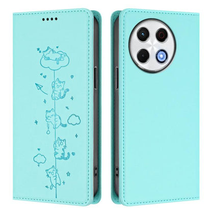 Cute Cats Embossed Magnetic RFID Vegan Leather Phone Case, For Tecno Spark 30 Pro 4G, For Tecno Spark 30 4G, For Tecno Spark Go 5G 2025 / Infinix Hot 60i 5G, For Tecno Spark 30C 4G, For Tecno Spark 20 Pro 5G, For Tecno Spark 10 Pro Magic Magenta       ...