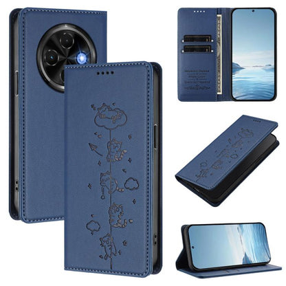 Cute Cats Embossed Magnetic RFID Vegan Leather Phone Case, For Tecno Spark 30 Pro 4G, For Tecno Spark 30 4G, For Tecno Spark Go 5G 2025 / Infinix Hot 60i 5G, For Tecno Spark 30C 4G, For Tecno Spark 20 Pro 5G, For Tecno Spark 10 Pro Magic Magenta       ...