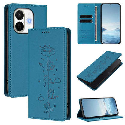 Cute Cats Embossed Magnetic RFID Vegan Leather Phone Case, For Tecno Spark 40 4G, For Tecno Pova 7 Ultra 5G, For Tecno Spark Go 1S / Go 1, For Tecno Camon 40 Pro 4G, For Tecno Camon 40 Premier, For Tecno Camon 40 4G, For Tecno Spark 30C 5G / Pop 9 5G  ...