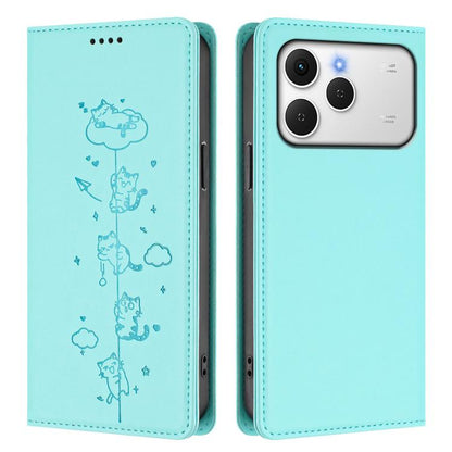 Cute Cats Embossed Magnetic RFID Vegan Leather Phone Case, For Tecno Spark 40 4G, For Tecno Pova 7 Ultra 5G, For Tecno Spark Go 1S / Go 1, For Tecno Camon 40 Pro 4G, For Tecno Camon 40 Premier, For Tecno Camon 40 4G, For Tecno Spark 30C 5G / Pop 9 5G  ...