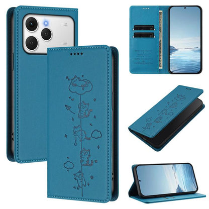 Cute Cats Embossed Magnetic RFID Vegan Leather Phone Case, For Tecno Spark 40 4G, For Tecno Pova 7 Ultra 5G, For Tecno Spark Go 1S / Go 1, For Tecno Camon 40 Pro 4G, For Tecno Camon 40 Premier, For Tecno Camon 40 4G, For Tecno Spark 30C 5G / Pop 9 5G  ...