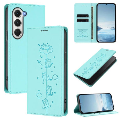 Cute Cats Embossed Magnetic RFID Vegan Leather Phone Case, For Tecno Camon 50 Pro 4G, For Tecno Camon 50 4G, For Tecno Pova Slim 5G / Spark Slim 4G, For Tecno Spark 40C, For Tecno Pova 7 Pro 5G, For Tecno Pova 7 5G, For Tecno Pop 10 / Infinix Smart 10 ...