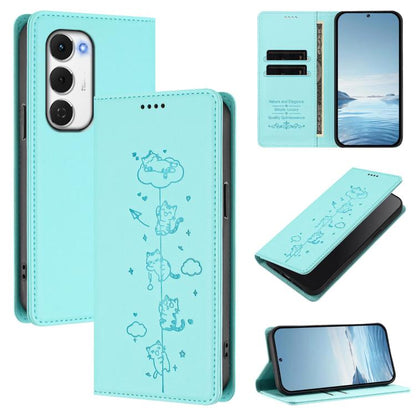 Cute Cats Embossed Magnetic RFID Vegan Leather Phone Case, For Tecno Camon 50 Pro 4G, For Tecno Camon 50 4G, For Tecno Pova Slim 5G / Spark Slim 4G, For Tecno Spark 40C, For Tecno Pova 7 Pro 5G, For Tecno Pova 7 5G, For Tecno Pop 10 / Infinix Smart 10 ...