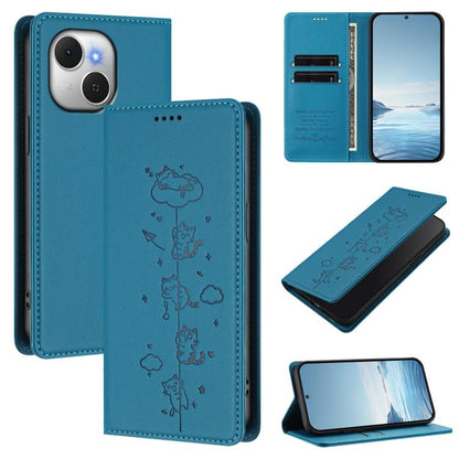 Cute Cats Embossed Magnetic RFID Vegan Leather Phone Case, For Tecno Camon 50 Pro 4G, For Tecno Camon 50 4G, For Tecno Pova Slim 5G / Spark Slim 4G, For Tecno Spark 40C, For Tecno Pova 7 Pro 5G, For Tecno Pova 7 5G, For Tecno Pop 10 / Infinix Smart 10 ...