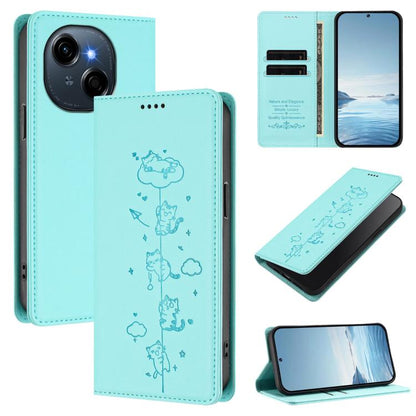Cute Cats Embossed Magnetic RFID Vegan Leather Phone Case, For Tecno Spark 40 4G, For Tecno Pova 7 Ultra 5G, For Tecno Spark Go 1S / Go 1, For Tecno Camon 40 Pro 4G, For Tecno Camon 40 Premier, For Tecno Camon 40 4G, For Tecno Spark 30C 5G / Pop 9 5G  ...