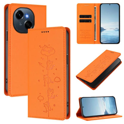 Cute Cats Embossed Magnetic RFID Vegan Leather Phone Case, For Tecno Spark 40 4G, For Tecno Pova 7 Ultra 5G, For Tecno Spark Go 1S / Go 1, For Tecno Camon 40 Pro 4G, For Tecno Camon 40 Premier, For Tecno Camon 40 4G, For Tecno Spark 30C 5G / Pop 9 5G  ...