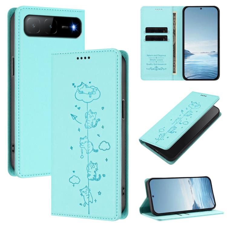 Cute Cats Embossed Magnetic RFID Vegan Leather Phone Case, For Tecno Spark 30 Pro 4G, For Tecno Spark 30 4G, For Tecno Spark Go 5G 2025 / Infinix Hot 60i 5G, For Tecno Spark 30C 4G, For Tecno Spark 20 Pro 5G, For Tecno Spark 10 Pro Magic Magenta       ...