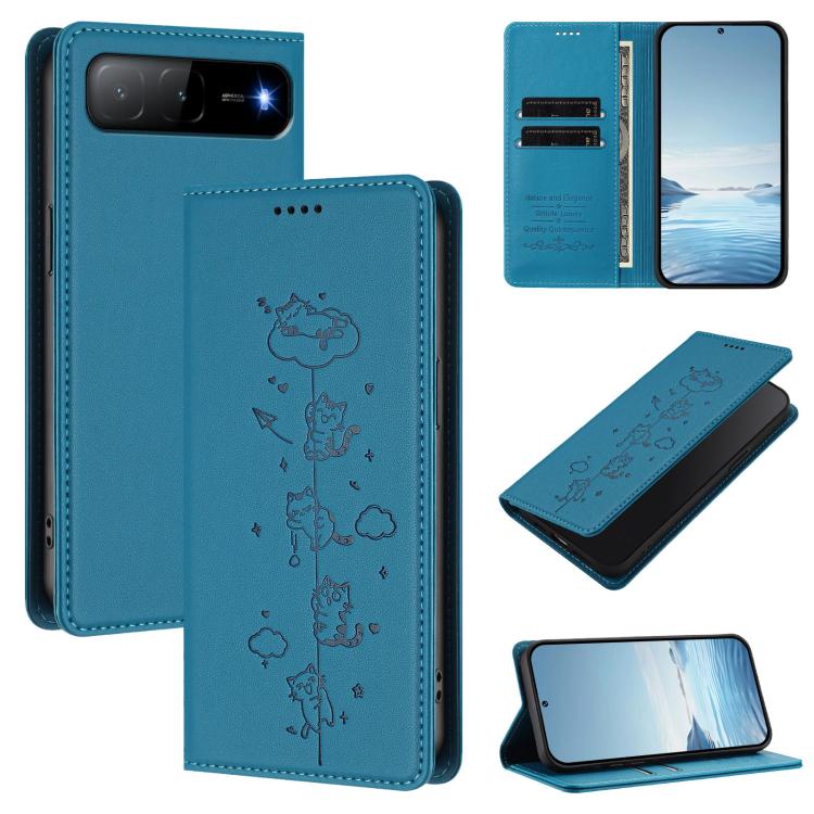 Cute Cats Embossed Magnetic RFID Vegan Leather Phone Case, For Tecno Spark 30 Pro 4G, For Tecno Spark 30 4G, For Tecno Spark Go 5G 2025 / Infinix Hot 60i 5G, For Tecno Spark 30C 4G, For Tecno Spark 20 Pro 5G, For Tecno Spark 10 Pro Magic Magenta       ...