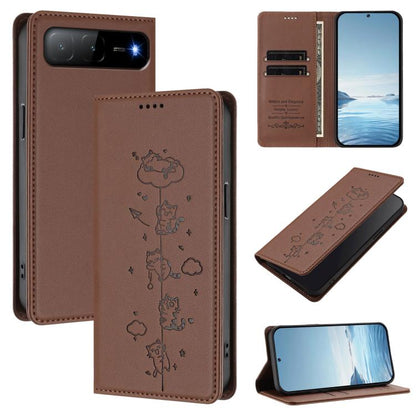 Cute Cats Embossed Magnetic RFID Vegan Leather Phone Case, For Tecno Spark 30 Pro 4G, For Tecno Spark 30 4G, For Tecno Spark Go 5G 2025 / Infinix Hot 60i 5G, For Tecno Spark 30C 4G, For Tecno Spark 20 Pro 5G, For Tecno Spark 10 Pro Magic Magenta       ...