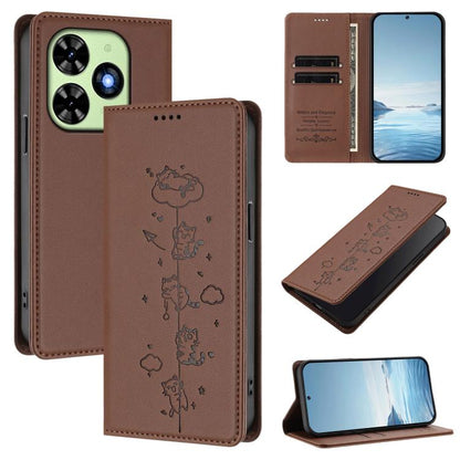 Cute Cats Embossed Magnetic RFID Vegan Leather Phone Case, For Tecno Camon 30 Premier, For Tecno Camon 30 5G / 4G, For Tecno Spark 20 Pro+ 4G, For Tecno Spark 20 Pro / Infinix Hot 40 4G, For Tecno Spark Go 2024 / 20 4G, For Tecno Pova 5 Pro 5G         ...