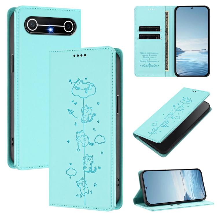 Cute Cats Embossed Magnetic RFID Vegan Leather Phone Case, For Tecno Camon 50 Pro 4G, For Tecno Camon 50 4G, For Tecno Pova Slim 5G / Spark Slim 4G, For Tecno Spark 40C, For Tecno Pova 7 Pro 5G, For Tecno Pova 7 5G, For Tecno Pop 10 / Infinix Smart 10 ...