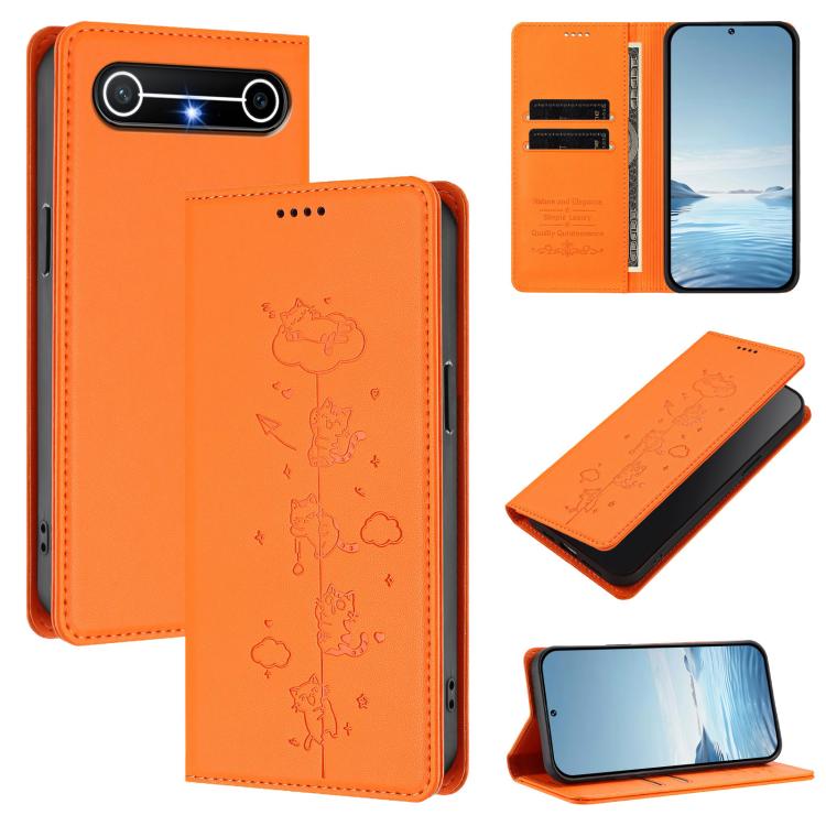 Cute Cats Embossed Magnetic RFID Vegan Leather Phone Case, For Tecno Camon 50 Pro 4G, For Tecno Camon 50 4G, For Tecno Pova Slim 5G / Spark Slim 4G, For Tecno Spark 40C, For Tecno Pova 7 Pro 5G, For Tecno Pova 7 5G, For Tecno Pop 10 / Infinix Smart 10 ...