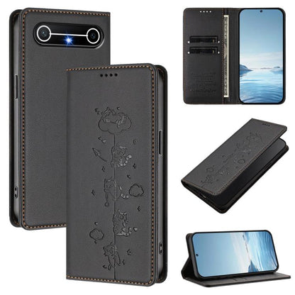 Cute Cats Embossed Magnetic RFID Vegan Leather Phone Case, For Tecno Camon 50 Pro 4G, For Tecno Camon 50 4G, For Tecno Pova Slim 5G / Spark Slim 4G, For Tecno Spark 40C, For Tecno Pova 7 Pro 5G, For Tecno Pova 7 5G, For Tecno Pop 10 / Infinix Smart 10 ...