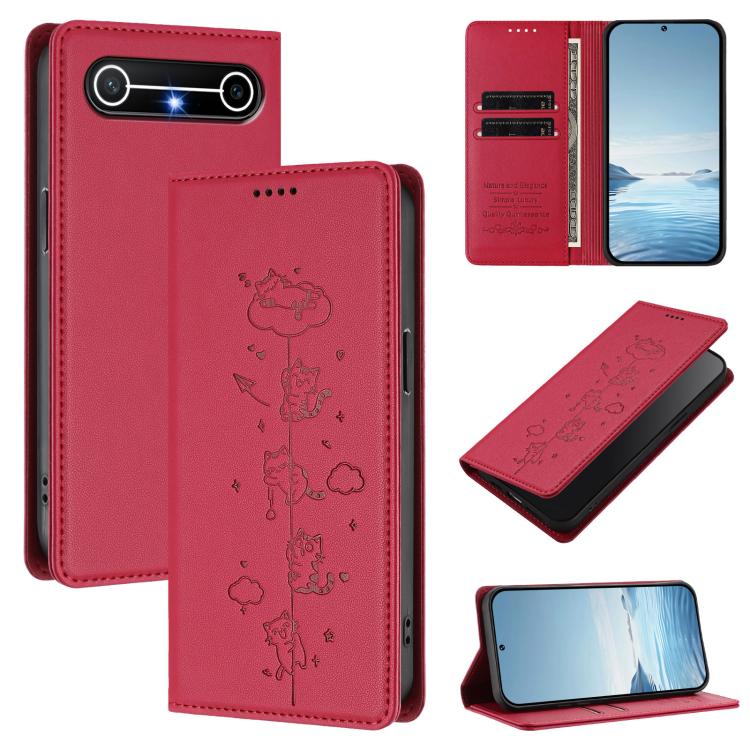Cute Cats Embossed Magnetic RFID Vegan Leather Phone Case, For Tecno Camon 50 Pro 4G, For Tecno Camon 50 4G, For Tecno Pova Slim 5G / Spark Slim 4G, For Tecno Spark 40C, For Tecno Pova 7 Pro 5G, For Tecno Pova 7 5G, For Tecno Pop 10 / Infinix Smart 10 ...