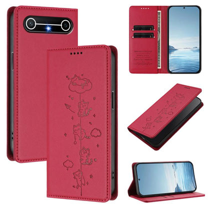 Cute Cats Embossed Magnetic RFID Vegan Leather Phone Case, For Tecno Camon 50 Pro 4G, For Tecno Camon 50 4G, For Tecno Pova Slim 5G / Spark Slim 4G, For Tecno Spark 40C, For Tecno Pova 7 Pro 5G, For Tecno Pova 7 5G, For Tecno Pop 10 / Infinix Smart 10 ...