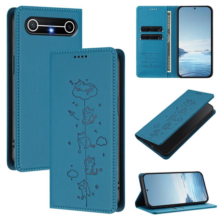 Cute Cats Embossed Magnetic RFID Vegan Leather Phone Case, For Tecno Camon 50 Pro 4G, For Tecno Camon 50 4G, For Tecno Pova Slim 5G / Spark Slim 4G, For Tecno Spark 40C, For Tecno Pova 7 Pro 5G, For Tecno Pova 7 5G, For Tecno Pop 10 / Infinix Smart 10 ...