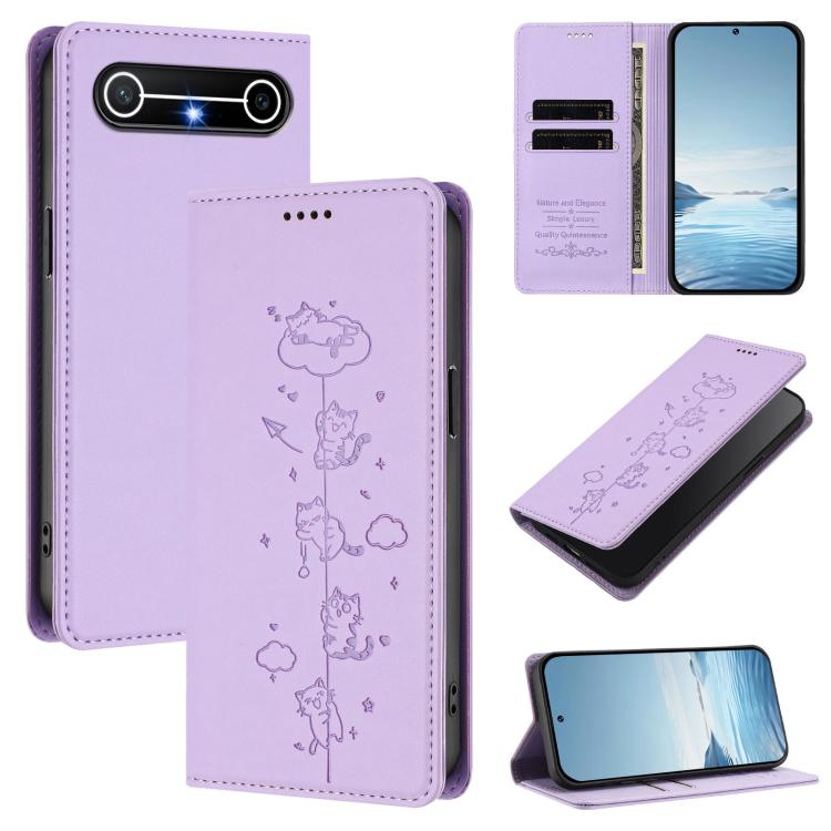 Cute Cats Embossed Magnetic RFID Vegan Leather Phone Case, For Tecno Camon 50 Pro 4G, For Tecno Camon 50 4G, For Tecno Pova Slim 5G / Spark Slim 4G, For Tecno Spark 40C, For Tecno Pova 7 Pro 5G, For Tecno Pova 7 5G, For Tecno Pop 10 / Infinix Smart 10 ...