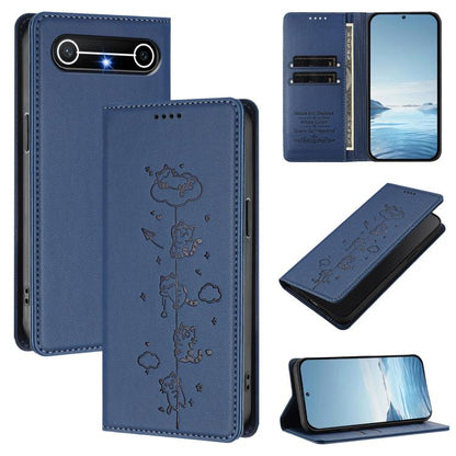 Cute Cats Embossed Magnetic RFID Vegan Leather Phone Case, For Tecno Camon 50 Pro 4G, For Tecno Camon 50 4G, For Tecno Pova Slim 5G / Spark Slim 4G, For Tecno Spark 40C, For Tecno Pova 7 Pro 5G, For Tecno Pova 7 5G, For Tecno Pop 10 / Infinix Smart 10 ...