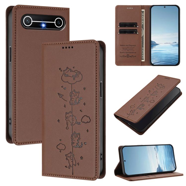 Cute Cats Embossed Magnetic RFID Vegan Leather Phone Case, For Tecno Camon 50 Pro 4G, For Tecno Camon 50 4G, For Tecno Pova Slim 5G / Spark Slim 4G, For Tecno Spark 40C, For Tecno Pova 7 Pro 5G, For Tecno Pova 7 5G, For Tecno Pop 10 / Infinix Smart 10 ...