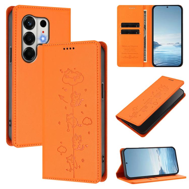 Cute Cats Embossed Magnetic RFID Vegan Leather Phone Case, For Tecno Camon 50 Pro 4G, For Tecno Camon 50 4G, For Tecno Pova Slim 5G / Spark Slim 4G, For Tecno Spark 40C, For Tecno Pova 7 Pro 5G, For Tecno Pova 7 5G, For Tecno Pop 10 / Infinix Smart 10 ...