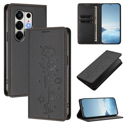 Cute Cats Embossed Magnetic RFID Vegan Leather Phone Case, For Tecno Camon 50 Pro 4G, For Tecno Camon 50 4G, For Tecno Pova Slim 5G / Spark Slim 4G, For Tecno Spark 40C, For Tecno Pova 7 Pro 5G, For Tecno Pova 7 5G, For Tecno Pop 10 / Infinix Smart 10 ...