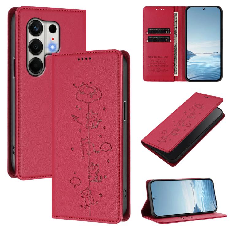 Cute Cats Embossed Magnetic RFID Vegan Leather Phone Case, For Tecno Camon 50 Pro 4G, For Tecno Camon 50 4G, For Tecno Pova Slim 5G / Spark Slim 4G, For Tecno Spark 40C, For Tecno Pova 7 Pro 5G, For Tecno Pova 7 5G, For Tecno Pop 10 / Infinix Smart 10 ...