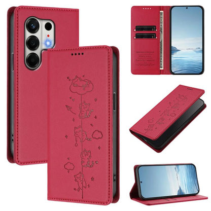 Cute Cats Embossed Magnetic RFID Vegan Leather Phone Case, For Tecno Camon 50 Pro 4G, For Tecno Camon 50 4G, For Tecno Pova Slim 5G / Spark Slim 4G, For Tecno Spark 40C, For Tecno Pova 7 Pro 5G, For Tecno Pova 7 5G, For Tecno Pop 10 / Infinix Smart 10 ...
