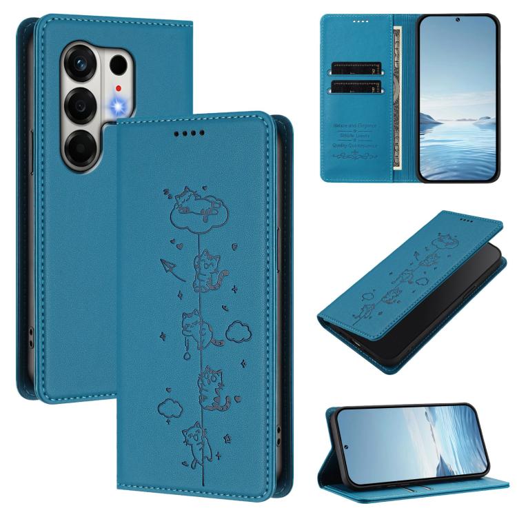 Cute Cats Embossed Magnetic RFID Vegan Leather Phone Case, For Tecno Camon 50 Pro 4G, For Tecno Camon 50 4G, For Tecno Pova Slim 5G / Spark Slim 4G, For Tecno Spark 40C, For Tecno Pova 7 Pro 5G, For Tecno Pova 7 5G, For Tecno Pop 10 / Infinix Smart 10 ...