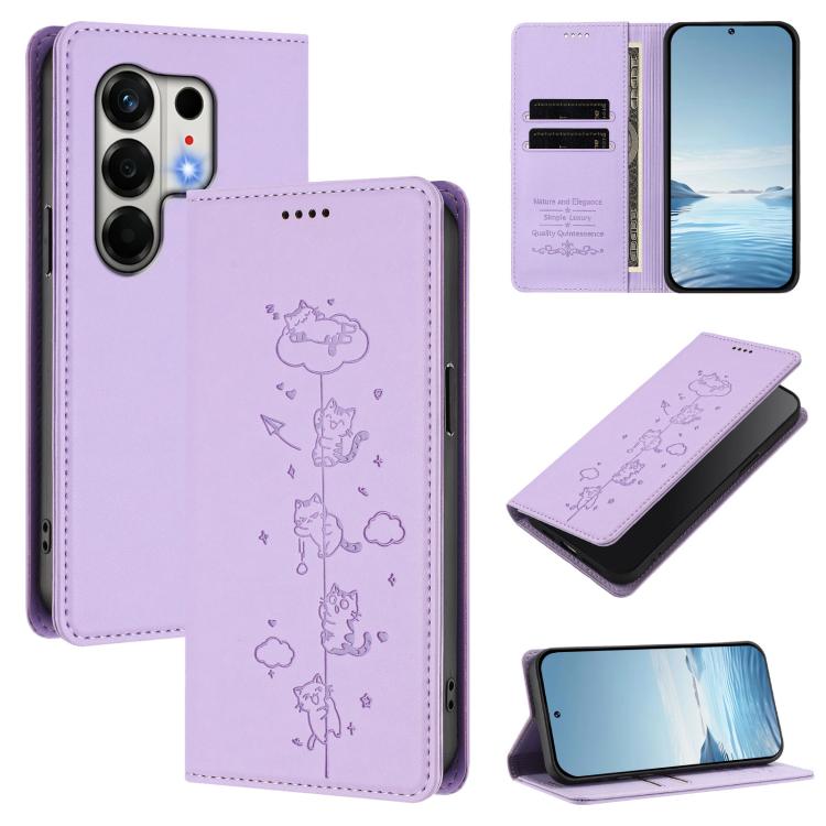 Cute Cats Embossed Magnetic RFID Vegan Leather Phone Case, For Tecno Camon 50 Pro 4G, For Tecno Camon 50 4G, For Tecno Pova Slim 5G / Spark Slim 4G, For Tecno Spark 40C, For Tecno Pova 7 Pro 5G, For Tecno Pova 7 5G, For Tecno Pop 10 / Infinix Smart 10 ...