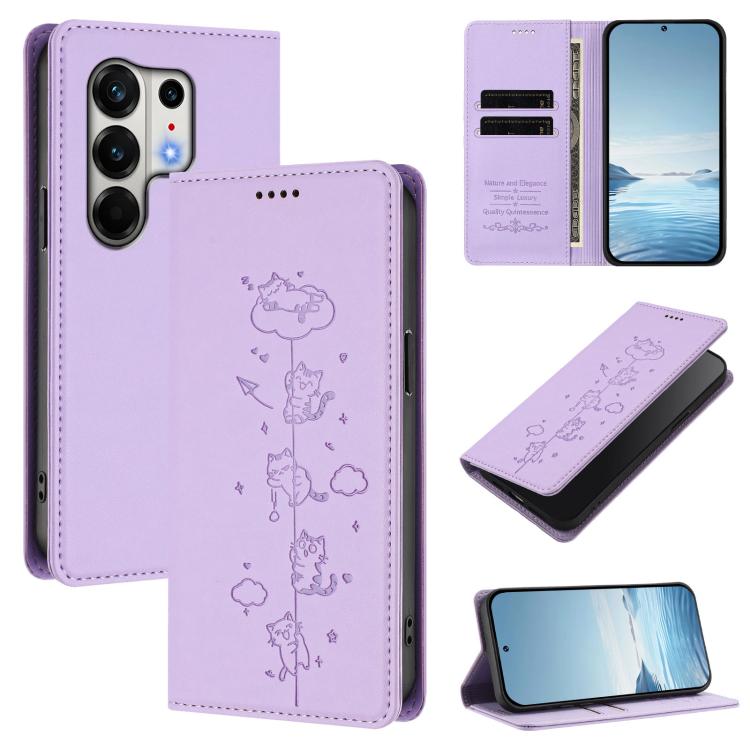 Cute Cats Embossed Magnetic RFID Vegan Leather Phone Case, For Tecno Camon 50 Pro 4G, For Tecno Camon 50 4G, For Tecno Pova Slim 5G / Spark Slim 4G, For Tecno Spark 40C, For Tecno Pova 7 Pro 5G, For Tecno Pova 7 5G, For Tecno Pop 10 / Infinix Smart 10 ...