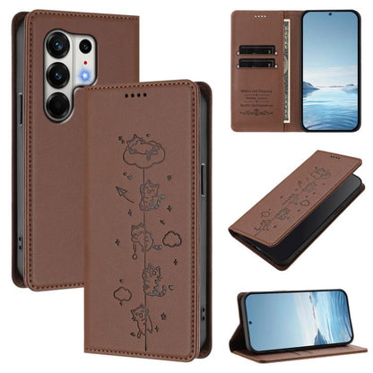 Cute Cats Embossed Magnetic RFID Vegan Leather Phone Case, For Tecno Camon 50 Pro 4G, For Tecno Camon 50 4G, For Tecno Pova Slim 5G / Spark Slim 4G, For Tecno Spark 40C, For Tecno Pova 7 Pro 5G, For Tecno Pova 7 5G, For Tecno Pop 10 / Infinix Smart 10 ...