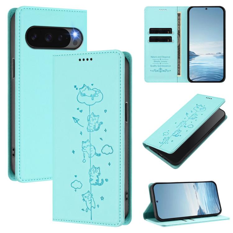 Cute Cats Embossed Magnetic RFID Vegan Leather Phone Case, For Google Pixel 11 Pro XL, For Google Pixel 11 Pro / Pixel 11, For Google Pixel 10a, For Google Pixel 10 Pro XL / Pixel 9 Pro XL, For Google Pixel 10 / 10 Pro / Pixel 9 / 9 Pro                ...