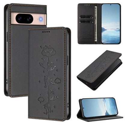 Cute Cats Embossed Magnetic RFID Vegan Leather Phone Case, For Google Pixel 11 Pro XL, For Google Pixel 11 Pro / Pixel 11, For Google Pixel 10a, For Google Pixel 10 Pro XL / Pixel 9 Pro XL, For Google Pixel 10 / 10 Pro / Pixel 9 / 9 Pro                ...