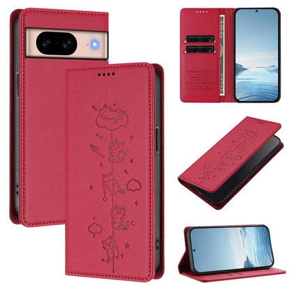 Cute Cats Embossed Magnetic RFID Vegan Leather Phone Case, For Google Pixel 11 Pro XL, For Google Pixel 11 Pro / Pixel 11, For Google Pixel 10a, For Google Pixel 10 Pro XL / Pixel 9 Pro XL, For Google Pixel 10 / 10 Pro / Pixel 9 / 9 Pro                ...
