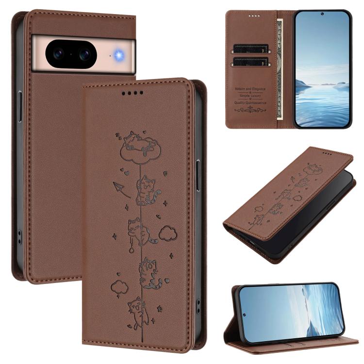 Cute Cats Embossed Magnetic RFID Vegan Leather Phone Case, For Google Pixel 11 Pro XL, For Google Pixel 11 Pro / Pixel 11, For Google Pixel 10a, For Google Pixel 10 Pro XL / Pixel 9 Pro XL, For Google Pixel 10 / 10 Pro / Pixel 9 / 9 Pro                ...