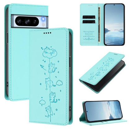 Cute Cats Embossed Magnetic RFID Vegan Leather Phone Case, For Google Pixel 11 Pro XL, For Google Pixel 11 Pro / Pixel 11, For Google Pixel 10a, For Google Pixel 10 Pro XL / Pixel 9 Pro XL, For Google Pixel 10 / 10 Pro / Pixel 9 / 9 Pro                ...