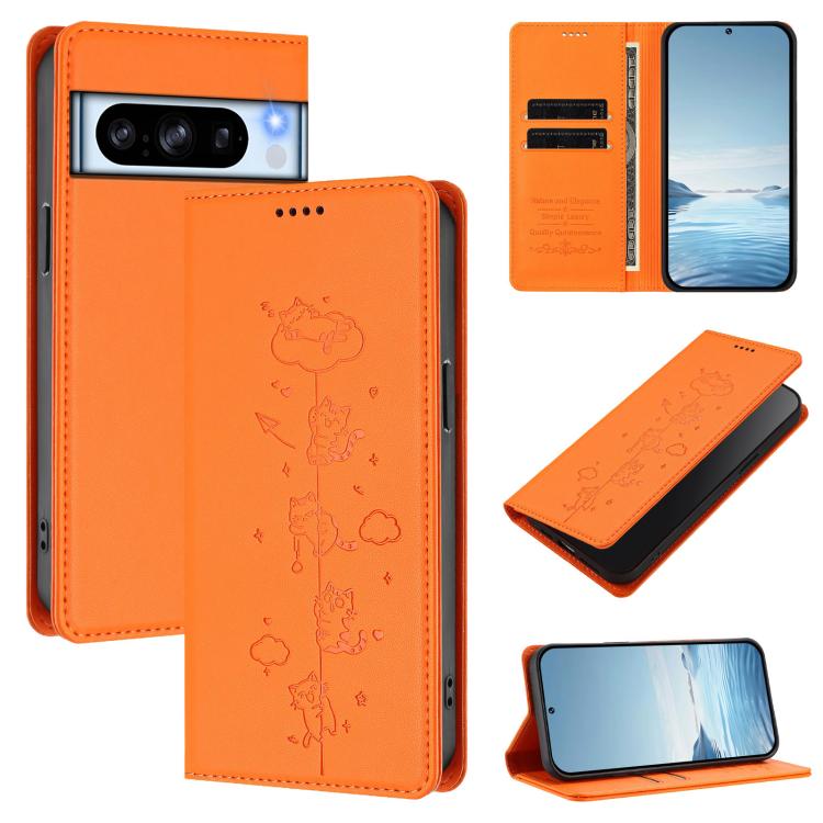 Cute Cats Embossed Magnetic RFID Vegan Leather Phone Case, For Google Pixel 11 Pro XL, For Google Pixel 11 Pro / Pixel 11, For Google Pixel 10a, For Google Pixel 10 Pro XL / Pixel 9 Pro XL, For Google Pixel 10 / 10 Pro / Pixel 9 / 9 Pro                ...
