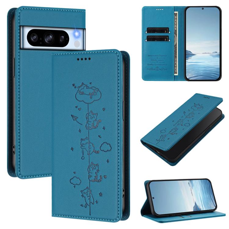 Cute Cats Embossed Magnetic RFID Vegan Leather Phone Case, For Google Pixel 11 Pro XL, For Google Pixel 11 Pro / Pixel 11, For Google Pixel 10a, For Google Pixel 10 Pro XL / Pixel 9 Pro XL, For Google Pixel 10 / 10 Pro / Pixel 9 / 9 Pro                ...