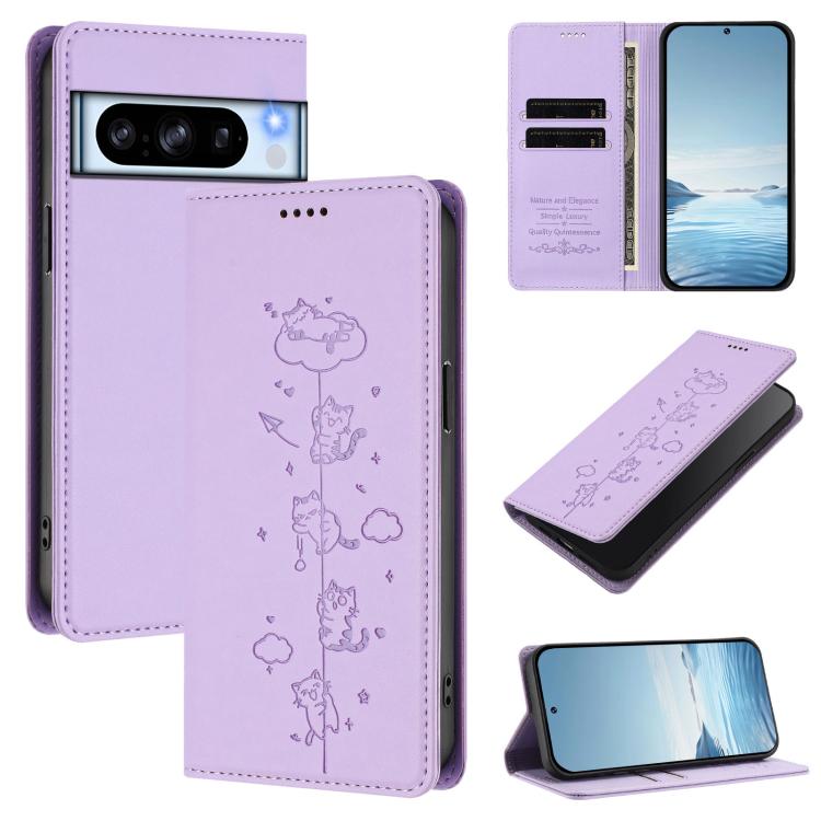 Cute Cats Embossed Magnetic RFID Vegan Leather Phone Case, For Google Pixel 11 Pro XL, For Google Pixel 11 Pro / Pixel 11, For Google Pixel 10a, For Google Pixel 10 Pro XL / Pixel 9 Pro XL, For Google Pixel 10 / 10 Pro / Pixel 9 / 9 Pro                ...