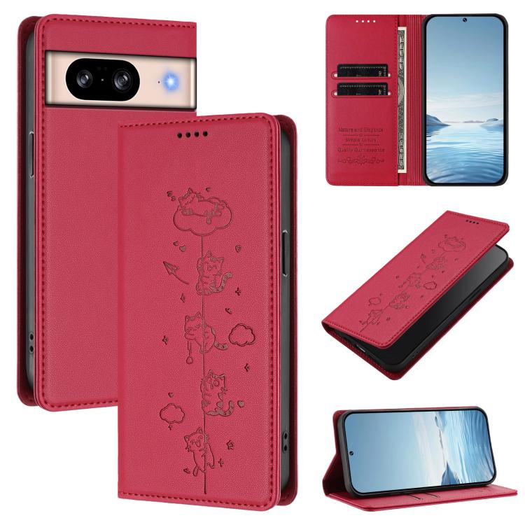 Cute Cats Embossed Magnetic RFID Vegan Leather Phone Case, For Google Pixel 11 Pro XL, For Google Pixel 11 Pro / Pixel 11, For Google Pixel 10a, For Google Pixel 10 Pro XL / Pixel 9 Pro XL, For Google Pixel 10 / 10 Pro / Pixel 9 / 9 Pro                ...