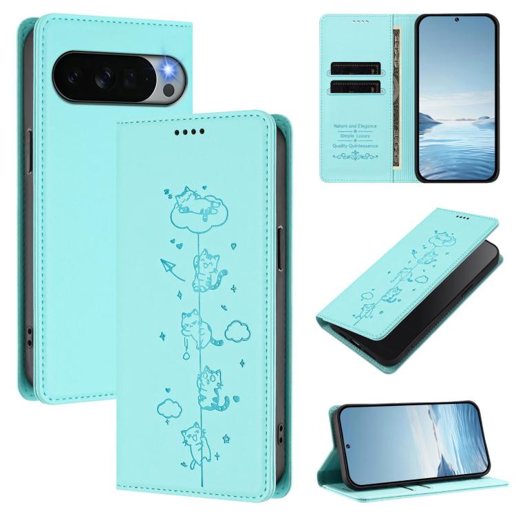 Cute Cats Embossed Magnetic RFID Vegan Leather Phone Case, For Google Pixel 11 Pro XL, For Google Pixel 11 Pro / Pixel 11, For Google Pixel 10a, For Google Pixel 10 Pro XL / Pixel 9 Pro XL, For Google Pixel 10 / 10 Pro / Pixel 9 / 9 Pro                ...